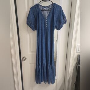 Blue Button-Down Maxi Dress